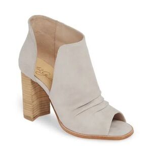 42 Gold Loyalty Grey Suede Peep Toe Ankle Boot - Size 9.5